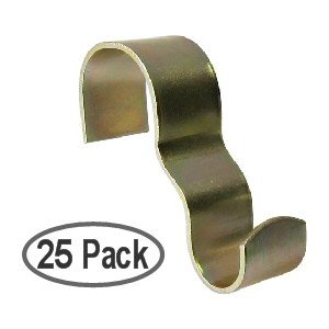25 Pack Brass Plated Steel Picture Rail Hooks Wide