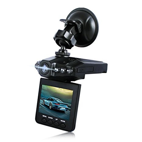 On Dash Video, Lecmal 2.5" Dash Cam for Cars with Night Vision / HD IR Dash Cam 270 Degrees Rotatable Camera Video Recorder / Traffic Dashboard Camcorder Loop Recording-No Card (6 lights-Dark black01)