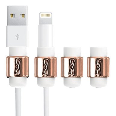 LimitStyle Lightning Saver (Gold Plating / 4-Pack) - Protective for Apple USB Lightning Cables (for Apple iPhone / iPad mini / iPad Air)