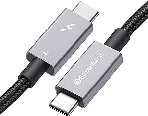 Cable Matters [Intel Certified] Braided 40Gbps Thunderbolt 4 Cable 1m Black, with 240W Charging Power Delivery and 8K Video - Fully Compatible with Thunderbolt 3, USB 4 for Apple MacBook Pro, iMac