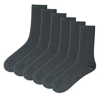 David Archy Men's 6 Pack Cotton Drop Needle Knit Dress Trouser Crew Socks