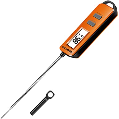 GDEALER Meat Thermometer Digital Instant Read Thermometer Cooking Candy Food Thermometer with Long Probe Backlight & Calibration Ultra Fast for Kitchen BBQ Grill Smoker Oil Fry Temperature Orange