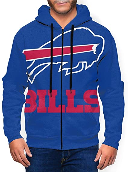 Mens Buf-Falo Logo B-Il-Ls 3D Printed Zip Up Hoodies Pullover Sweater Jacket with Pockets