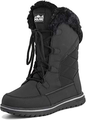 Polar Products Womens Warm Duck Winter Rain Fleece Snow Waterproof Mid Calf Boots