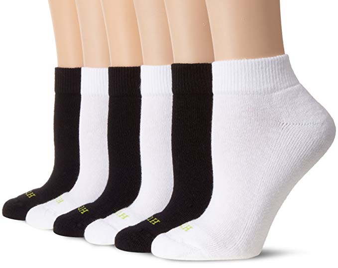 HUE Women's Quarter Top Sock with Cushion, 6-Pack