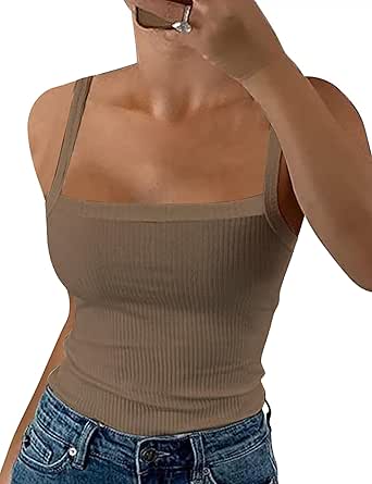 Women's Summer Tank Top Scoop Neck Sleeveless Ribbed Camisole Shirts