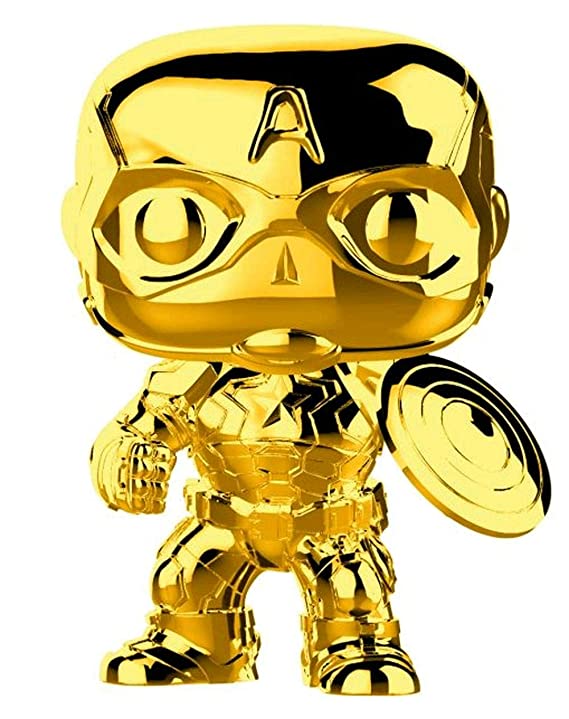 Funko Pop Marvel Stuidos 10 - Captain America Gold Chrome Collectible Pop Figure