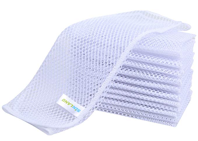 SUNLAND Mesh Dish Cloths for Washing Dishes No Odor Dishes Scrubber for Kitchen-Fast Drying and Easy to Clean Mesh Dishes Cloth 12 Pack 12Inch x13Inch White
