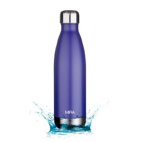 MIRA Insulated Double Wall Vacuum Stainless Steel Water Bottle 17 oz Cola Shaped Blue