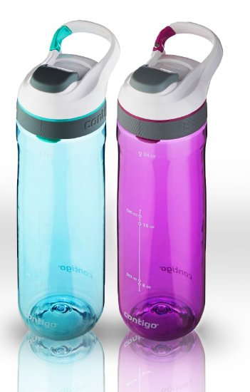 Contigo Autoseal Cortland Water Bottle 2-pack, 24-ounce, Greyed Jade & Radiant Orchid