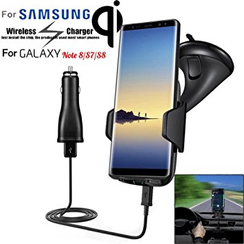 For Samsung Galaxy Note 8/S8 Wireless Charger, Leewa Qi Wireless Fast Charger Dock Car Holder Charging Mount Pad