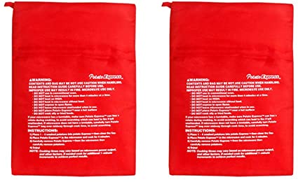 JOCHA Reusable Express Microwave Potato Cooker Bag Perfect Potatoes in Just 4 Minutes Microwave Potato Pouch Baking Bag Red (2 Pack)
