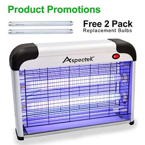 Aspectek Upgraded 20W Electronic Bug Zapper, Insect Killer - Mosquito, Fly, Moth, Wasp, Beetle & Other pests Killer for Indoor Residential & Commercial