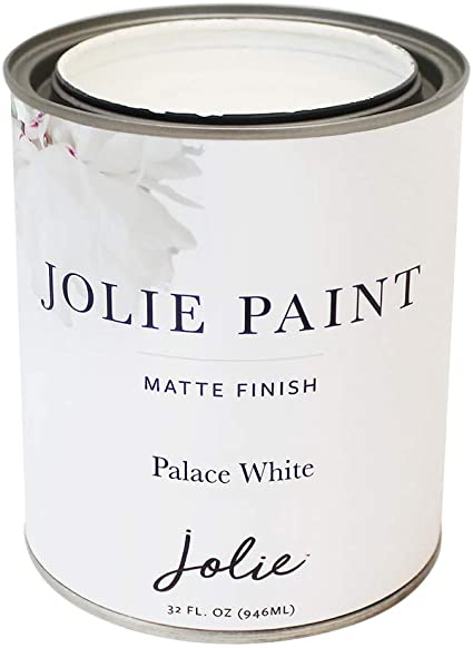 Jolie Paint - Premier Chalk Finish Paint - Matte Finish Paint for Furniture, cabinets, Floors, Walls, Home Decor and Accessories - Water-Based, Non-Toxic - Palace White - 32 oz (Quart)