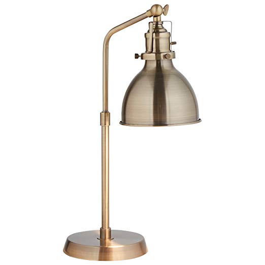 Rivet Pike Factory Industrial Table Lamp, 19"H, With Bulb, Brass