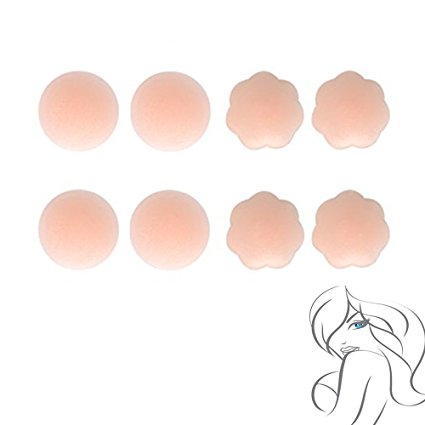 Pasties for Women 4/8 Pairs of Reuseful Silicone Nipple Covers Breast Petals Pasties - Invisible Adhensive Nipple Concealers