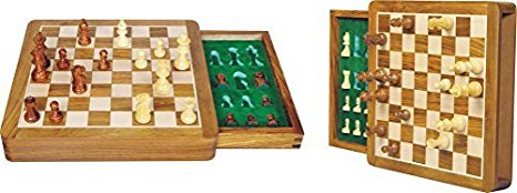 Zap Impex Wood Magnetic Travel Chess Game, Box and Tray 10X10 Inches