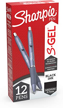 Sharpie S-Gel, Gel Pens, Medium Point (0.7mm), Frost Blue Body, Black Gel Ink Pens, 12 Count