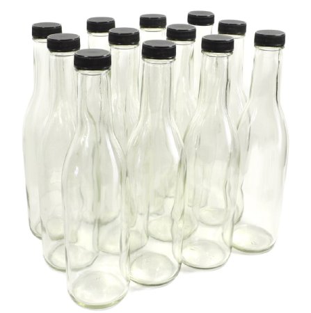 Clear Glass Woozy Bottles, 12 Oz - Case of 12