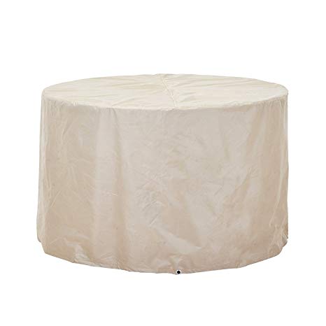grand live Beige Round Patio Table Cover 300g/O (78inch) - Durable Water Resistant Furniture Cover