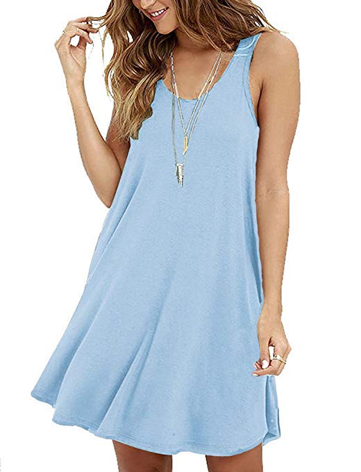 Viishow Women's Basic Sleeveless Casual Loose T-Shirt Dress