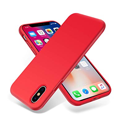 OTOFLY iPhone Xs Case/iPhone X Case,Ultra Slim Fit iPhone Case Liquid Silicone Gel Cover with Full Body Protection Anti-Scratch Shockproof Case Compatible with iPhone X/XS, Red [Upgraded Version]