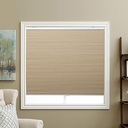 SBARTAR Cellular Shades Cordless Blackout Honeycomb Blinds Fabric Window Blinds 27" W x 64" H, Ivory Beige(Blackout)