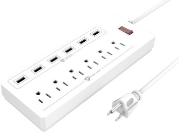 Stalion Surge Protector Power Strip Socket 900 Joule with 6-USB Charging Ports & 6-Outlets Universal for Home & Office (6-Foot Cord-White)