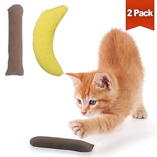 SCIROKKO Cat Catnip Toys for Indoor Cats - Yellow Banana, Cigar Interactive Simulation Toys, 100-percent Filled Catnip