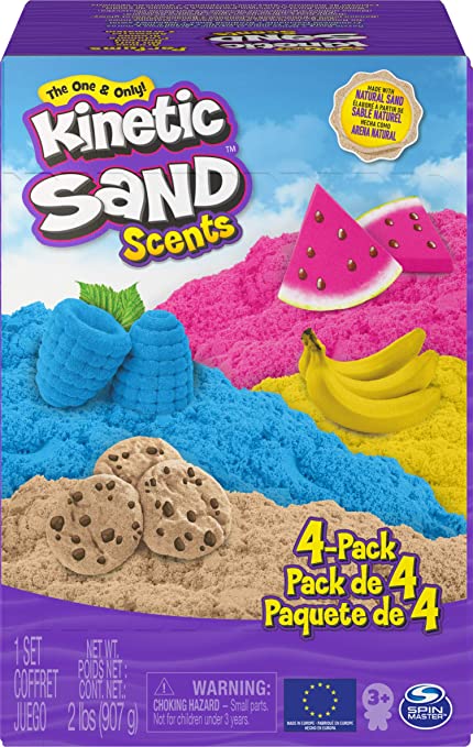 Kinetic Sand Scents, 32oz 4-Pack of Dough Crazy, Banana, Watermelon and Razzle Berry Scented