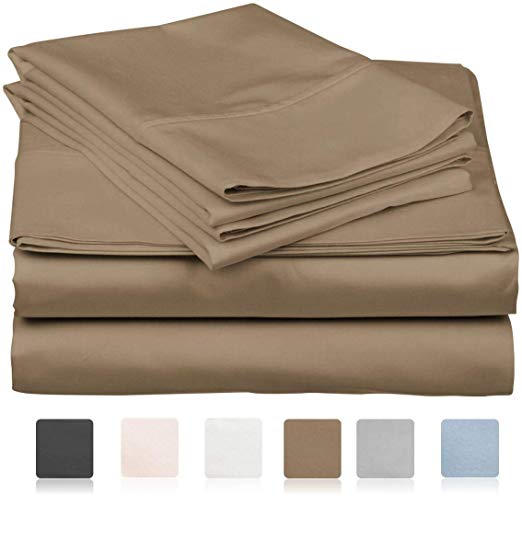 800 Thread Count 100% Long Staple Soft Egyptian Cotton SheetSet, 4 Piece Set, QUEEN SHEETS,upto 17" Deep Pocket, Smooth & Soft Sateen Weave, Deep Pocket, Luxury Hotel Collection Bedding, TAUPE