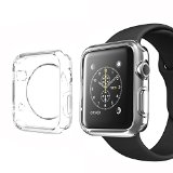 Apple Watch Case PLESON 42mm Ultra-Thin Flexible Premium Soft TPU Transparent Full Body Apple Watch Case Slim NEW Liquid Crystal Clear Super Lightweight Full Body Apple Watch Cover Exact Fit  Absolutely NO Bulkiness Soft Case for Apple Watch 42mm 2015 - Crystal Clear