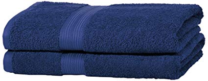 AmazonBasics Fade Resistant Towel Set, 2 Bath - Royal Blue, 500gsm