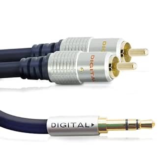 CableMountain 2X RCA to 3.5mm Audio Cable 6.6FT - Gold Plated Male-to-Male Phono to 3.5mm Jack | Stereo Y Splitter RCA Cables for Turntable, TV and Speakers