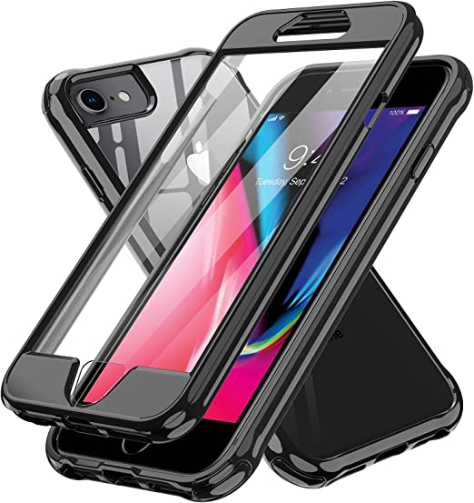 LeYi Compatible with iPhone 8 Case, iPhone SE 2020 Case, iPhone 7 Case, iPhone 6s/6 Case with Built-in Screen Protector, 360 Full-Body Protective Shockproof Clear Phone Cover Case for iPhone 8, Black