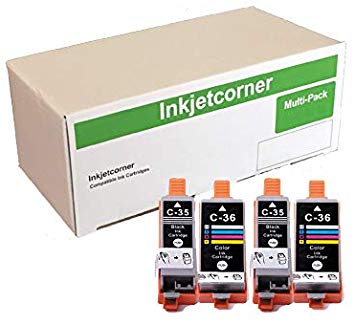 Inkjetcorner Compatible Ink Cartridge Replacement for PGI-35 CLI-36 for use with iP100 iP110 Printer (2 Black 2 Color, 4-Pack)