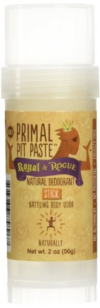 Primal Pit Paste All Natural Deodorant Stick, Aluminum Free, Paraben Free, No Added Fragrances, Royal & Rogue Stick