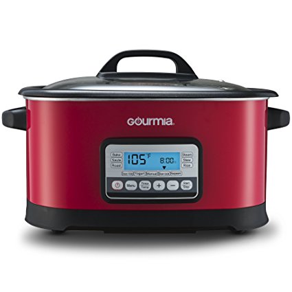 Gourmia GMC650R 11 in 1 Sous Vide & Multi Cooker - Red Stainless Steel with LCD Display Multiple Cooking Options, Bonus Accessories & Cookbook