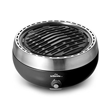 Grillerette Pro - "The Smartest Portable BBQ Grill" - Take anywhere BBQ Grill - Battery powered fan - Anthracite Black Color