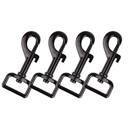 Zelta Swivel Lobster Claw Clasp Spring Loaded Snap Trigger Clip Zinc Alloy 3.1 x 1 Inch, Pack of 4 (Black)