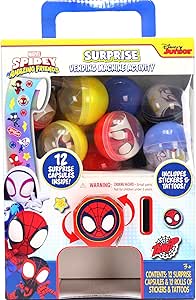 Spidey and His Amazing Friends Surprise Vending Machine Activity, 25-Pieces, Stickers, Temporary Tattoos, Kids Toys for Ages 3 Up