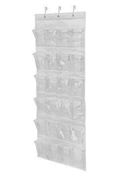 Easyinsmile clear over the door shoe organizer with 24 clear pockets organizer