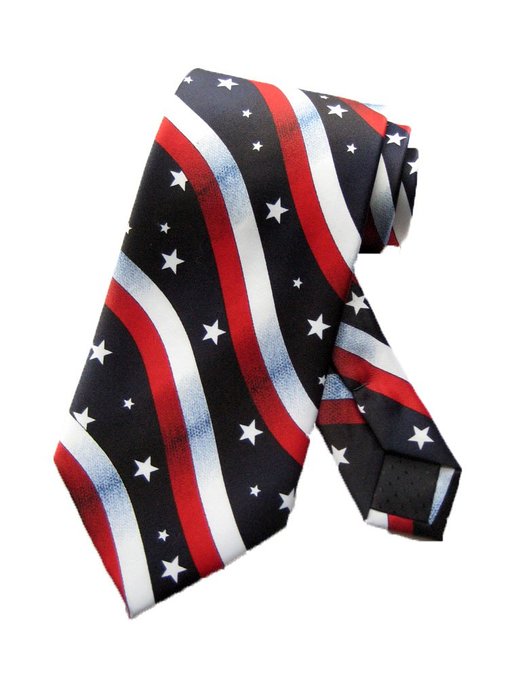 Mens Usa Stars And Stripes Necktie-Navy Blue-One Size Neck Tie