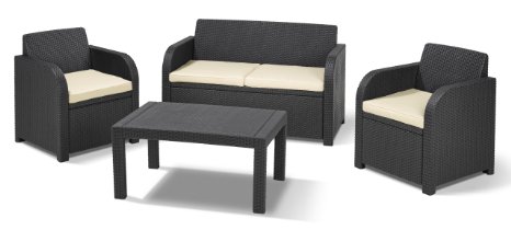 Allibert Carolina 4 Seater Lounge Set - Graphite with Cream cushions