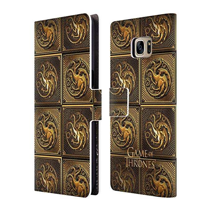 Official HBO Game of Thrones Targaryen Golden Sigils Leather Book Wallet Case Cover for Samsung Galaxy S7 Edge