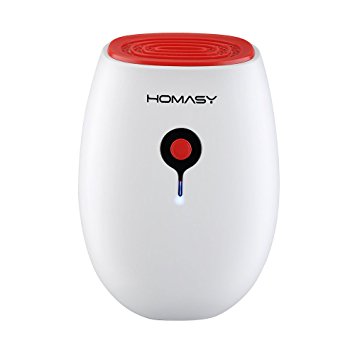 Homasy Portable Mini Dehumidifier, 22W Whisper Quiet Electric Compact Powerful Auto Humidistat Air Dryer for Bedroom Bathroom Kitchen Cabinet Closet (White)