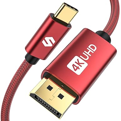 Silkland USB C to DisplayPort Cable 6.6ft/2M [4K@60Hz, 2K@165Hz], Aluminum Shell, 24K Gold-Plated, [Thunderbolt 3 Compatible] for MacBook Air/Pro, iPad Pro, Surface Book 2, XPS 15/13, Galaxy S20 Red