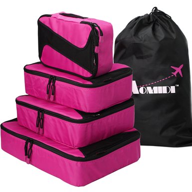 Aomidi 4 Set Packing Cubes - Travel Luggage Packing Organizers with Laundry Bag
