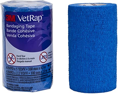 3M Vetrap Bandaging Tape, 5 yds Length x 4" Width, Blue