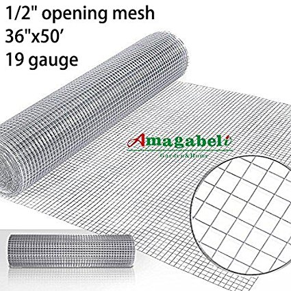 36inx50ft 1/2 in 19gauge Hardware Cloth Galvanized Welded Cage Wire Mesh Rolls Square Chicken Wire Netting Raised Garden Beds Rabbit Fence Snake Fencing Rodent Animals Weasel Gopher Moles Raccoons